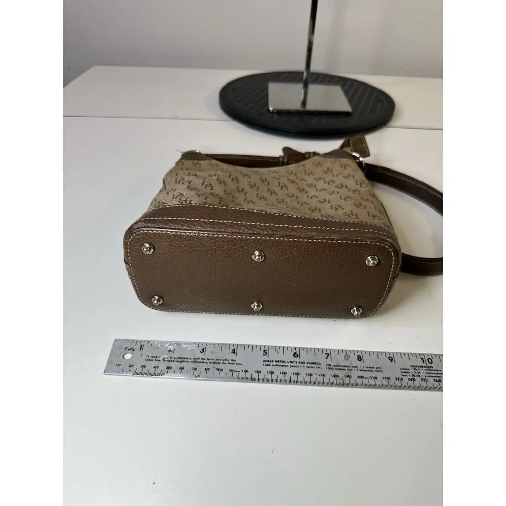 DOONEY & BOURKE Brown Tan Canvas Leather Trim Shoulder Bag Purse